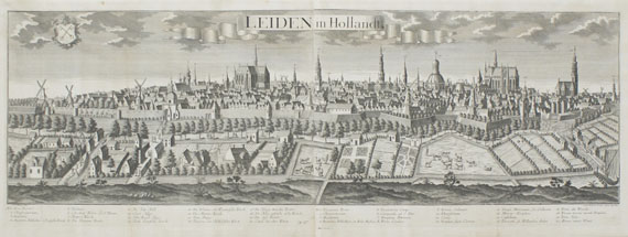 Niederlande - 1 Bl. Panorama-Ansicht von Leiden (J. F. Probst).