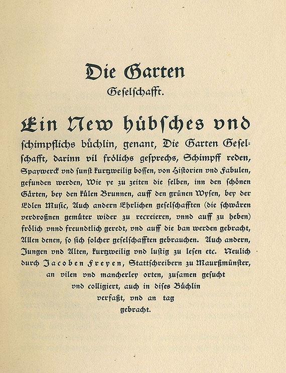 Hundert-Drucke - Die Garten Gesellschafft. 1922-23.