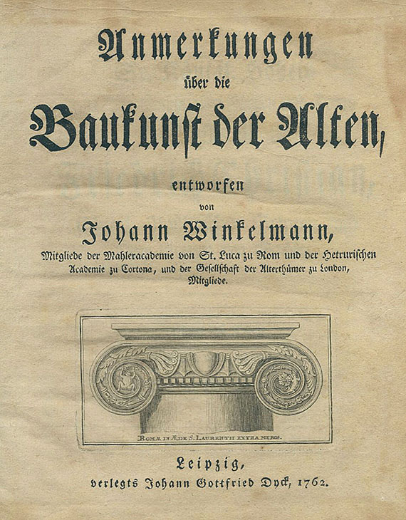 Johann Joachim Winckelmann - 3 Werke. 1756-67
