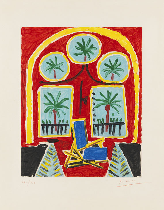 Pablo Picasso - Intérieur rouge avec Transatlantique bleu