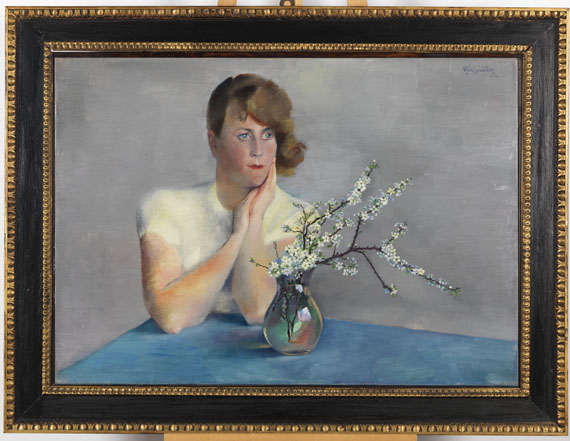 Conrad Felixmüller - Frühlingsblüten - Londa am Tisch mit Schlehdorn - Frame image