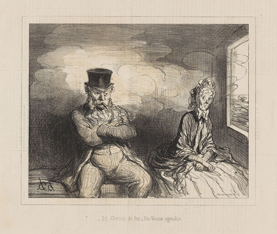Honoré Daumier - En Chemin de Fer ... Un Voisin agréable