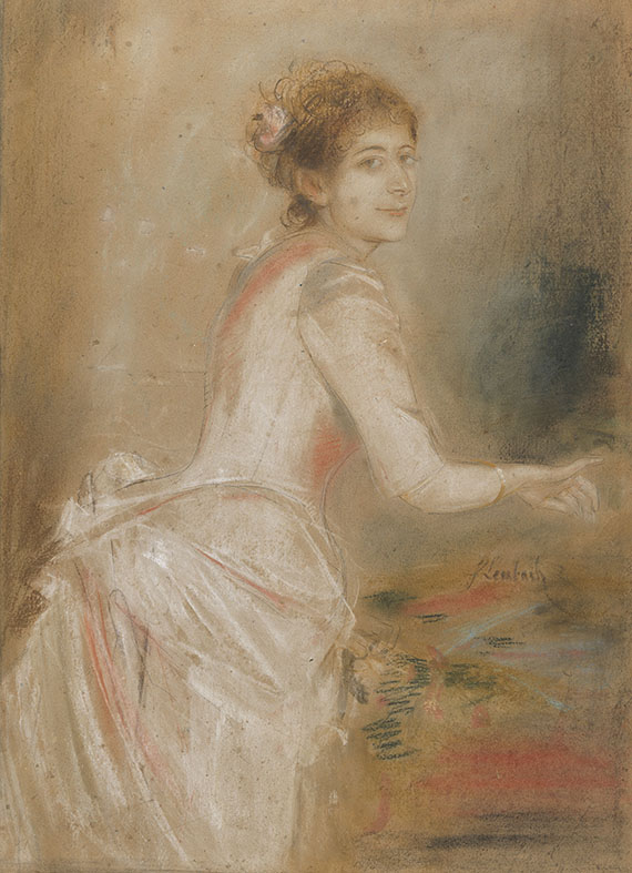 Franz von Lenbach - Porträt einer jungen Dame im weißen Kleid