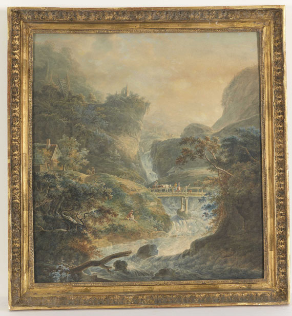Peter Birmann - Landschaft mit reißendem Bach im Juragebirge - Frame image