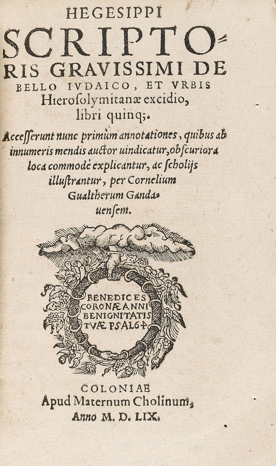  Hegesippus - De bello iudaico. 1559