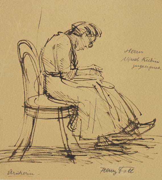 Alfred Kubin - 3 Mappen: ca. 500 Zeichnungen und Druckgrafiken div. Künstler. Tlw. gewidmet an Kubin. Ca. 1910-60. - 