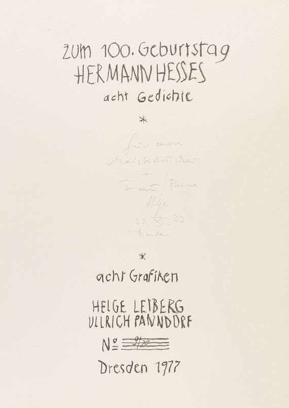 Helge Leiberg - Hommage à Hermann Hesse. 1977