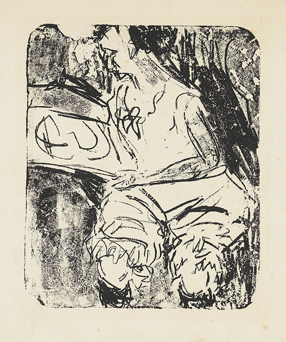 Ernst Ludwig Kirchner - Graphik besehendes Mädchen