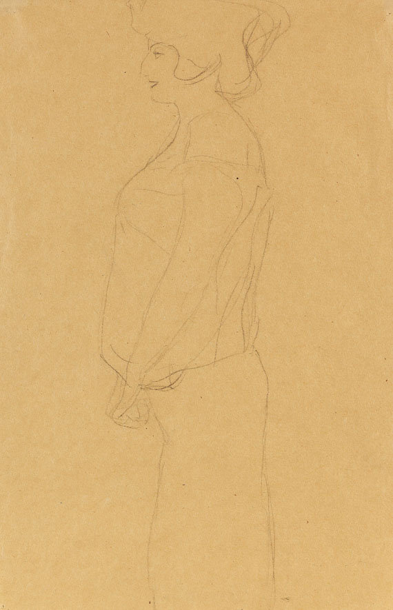 Gustav Klimt - Schwangere im Profil nach links, Studie zu "Hoffnung I"