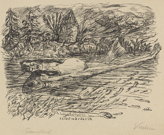 Alfred Kubin - 14 Bätter: aus "Traumland I/II" und "10 kleine lithografische Zeichnungen" - 