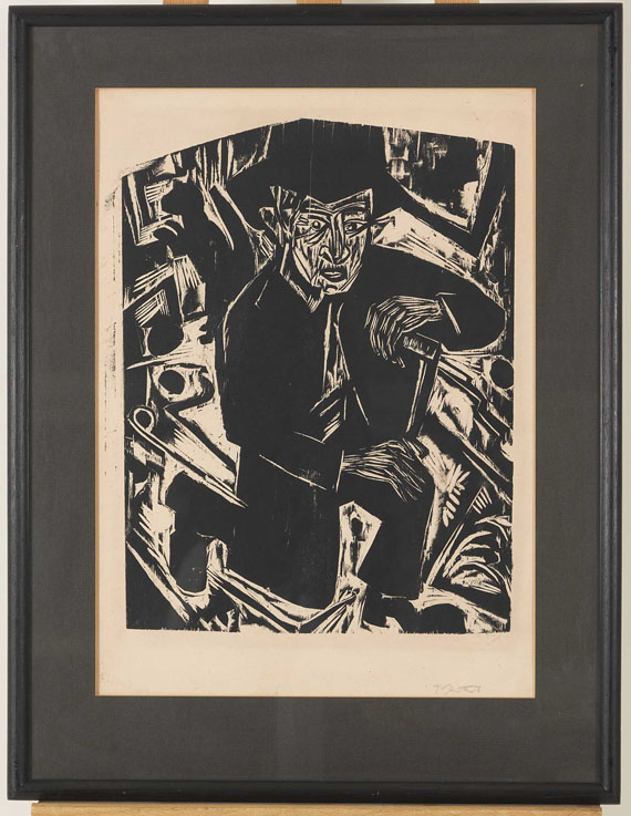 Ernst Ludwig Kirchner - Sitzender junger Bauer - Frame image