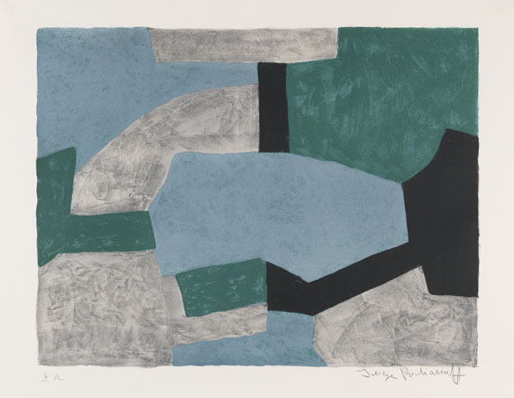 Serge Poliakoff - Composition grise, verte et bleue