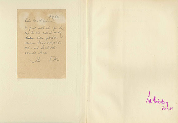 Erich Kästner - 2 Werke mit Autographen. 1938-49