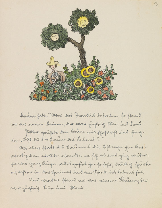 Hermann Hesse - Piktors Verwandlungen. Orig.-Manuskript mit Aquarellen. 1934. Dabei: Brief an Schadow. - 