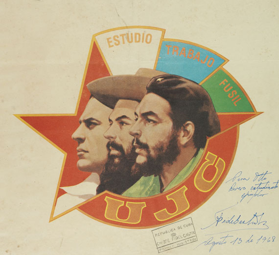 Fidel Castro - Plakat mit Signatur. 1968.
