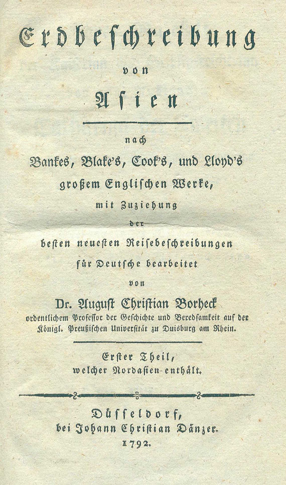 August Christian Borheck - Erdbeschreibung von Asien. 1792-94. 3 Bde.