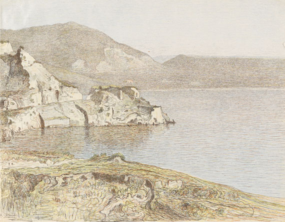 Paul Baum - 2 Bll.: Landschaft am Bosporus. Küstenlandschaft am Mittelmeer