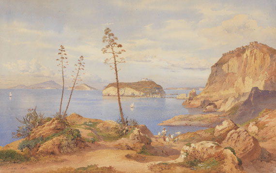 Salomon Corrodi - Blick auf die Insel Nisida im Golf von Pozzuoli