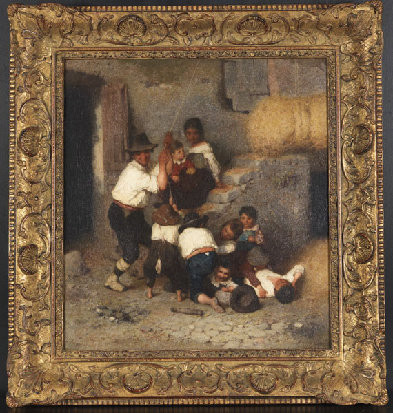 Otto Brandt - Italienische Bauernfamilie beim Einlagern des Heus - Frame image