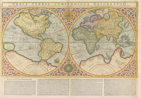 Weltkarte - 1 Bl. Orbis terrae compendiosa descriptio (Mercator).