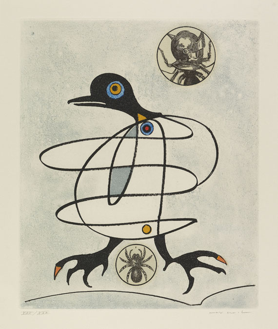 Max Ernst - Mappe mit 8 Bll.: Dorothea Tanning. Oiseaux en Péril. - 