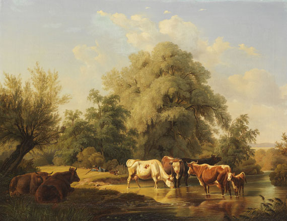 Friedrich Voltz - Kühe an der Tränke