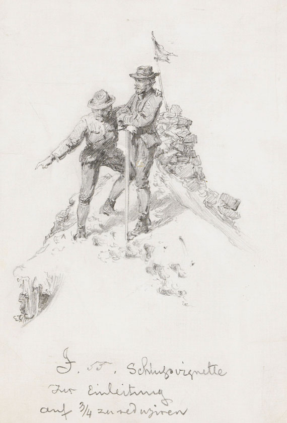 Edward Theodore Compton - 2 Bll.: Bergwanderer am Hochfeiler. Zwei Bergsteiger am Gipfel