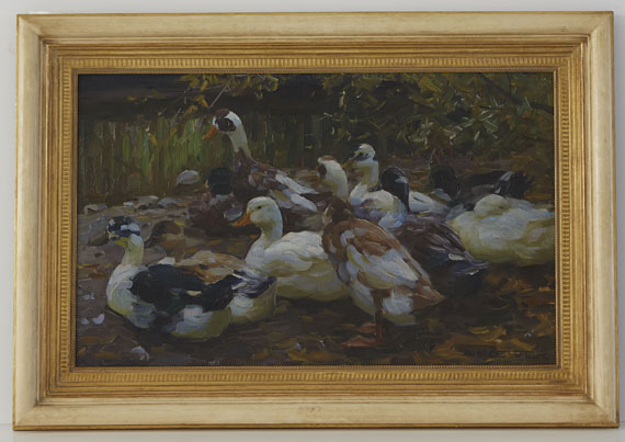 Alexander Koester - Meine Enten (Elf Enten am Ufer) - Frame image