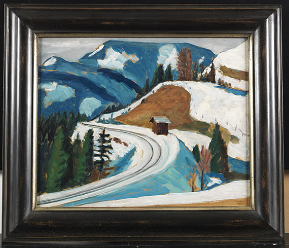 Gabriele Münter - Straßendurchstich im Winter (Naturstudie. Station Berggeist Schnee) - Frame image