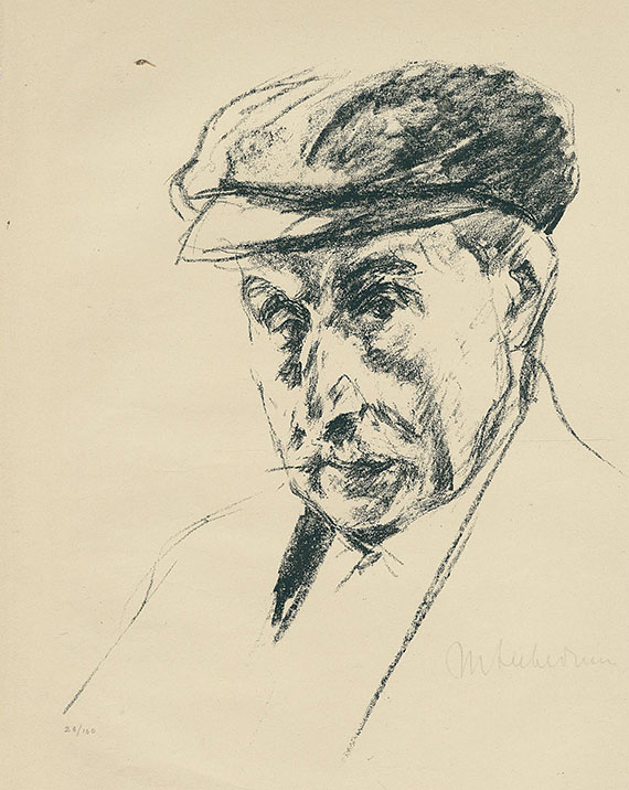 Max Liebermann - Selbstbildnis mit Mütze. 1927 - Dabei: Selbstbildnis mit Hut. 1917