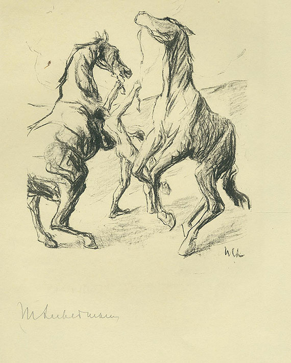 Max Liebermann - Lithografie: Pferdebändiger. 1915