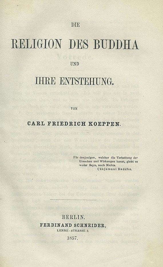 Carl Friedrich Koeppen - Religion des Buddha. 2 Bde.