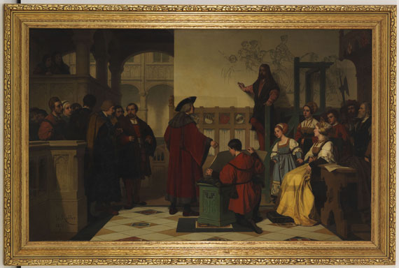Wilhelm (Guillaume) Koller - Albrecht Dürer wird von Kaiser Maximilian bei der Arbeit besucht - Frame image