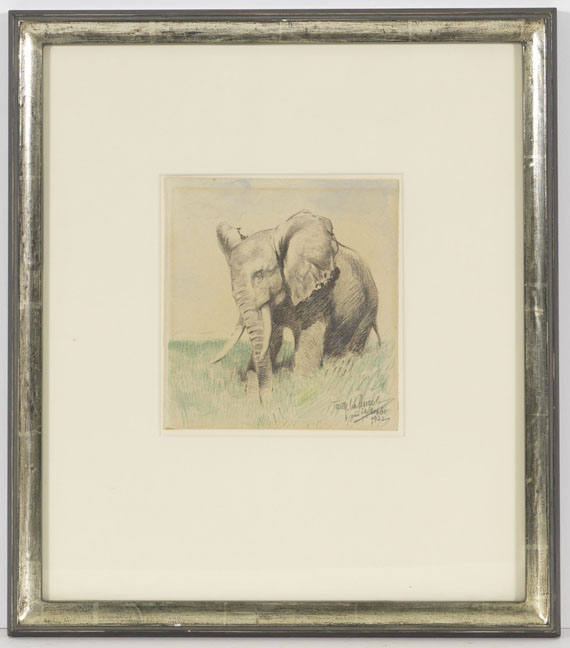 Wilhelm Kuhnert - Afrikanischer Elefant in der Steppe - Frame image