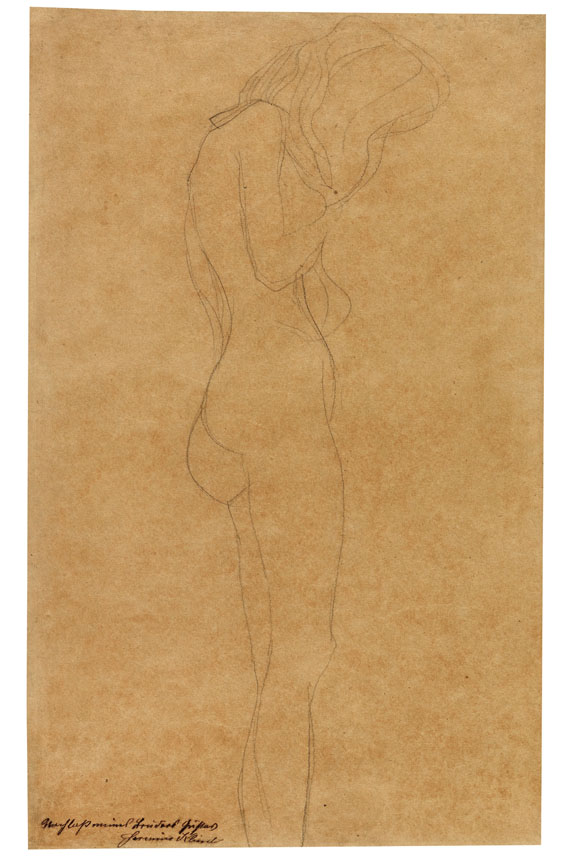 Gustav Klimt - Weiblicher Akt mit langen Haaren (Studie für "Jurisprudenz")