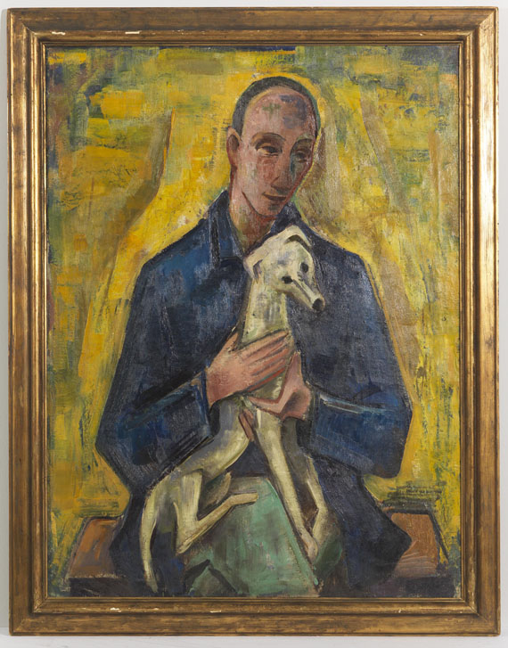 Karl Hofer - Mann (Jüngling) mit Hund - Frame image