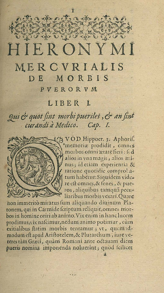 Hieronymus Mercurialis - De morbis puerorum. 1584. 1 Werk angeb.