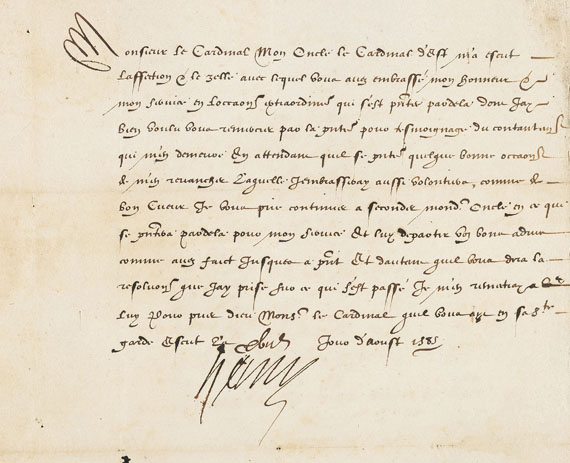  Heinrich III. von Frankreich - Brief m. U.