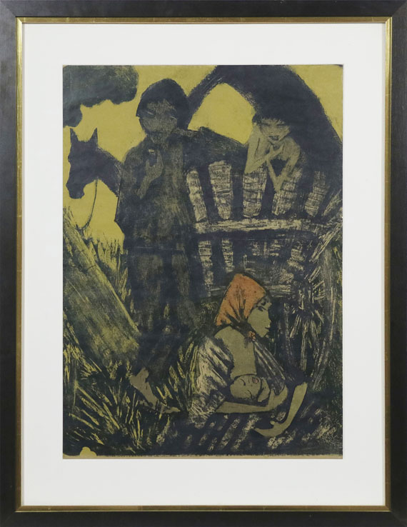 Otto Mueller - Zigeunerfamilie am Planwagen - Frame image