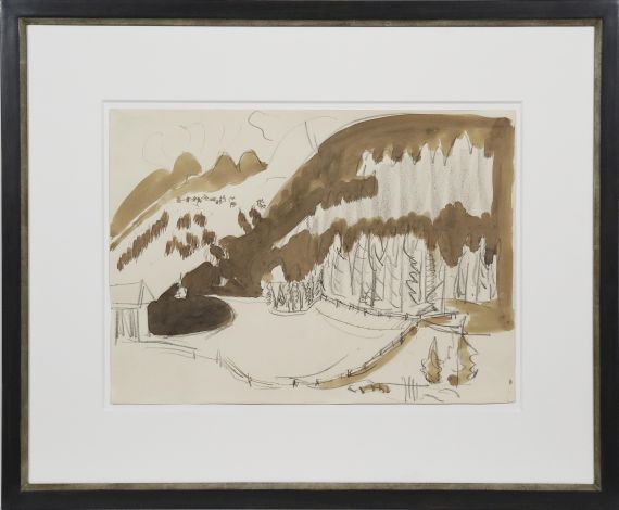 Ernst Ludwig Kirchner - Landschaft bei Davos (Berglandschaft im Winter, Bewaldete Berglandschaft) - Frame image