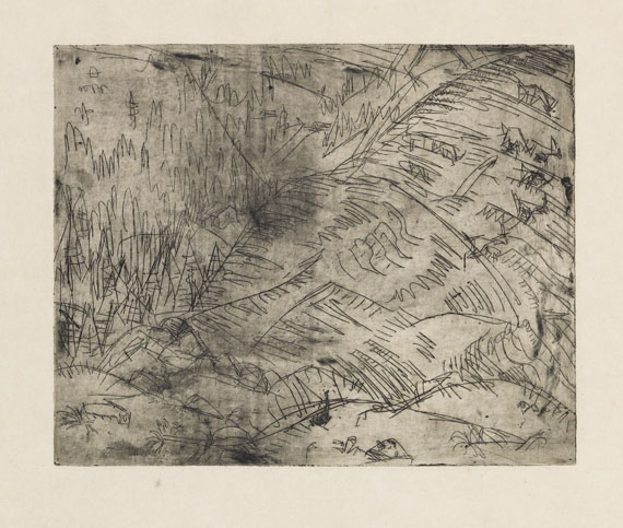 Ernst Ludwig Kirchner - Berghang mit Ziegen