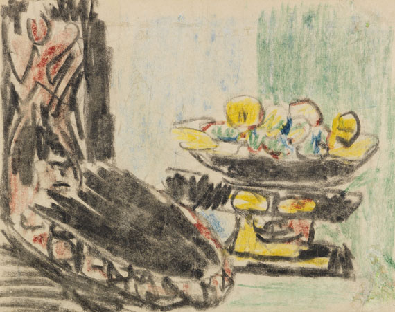 Ernst Ludwig Kirchner - Stillleben neben geschnitztem Stuhl