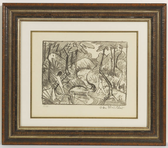 Otto Mueller - Zwei Figuren am Waldbach 2 (Waldlandschaft) - Frame image