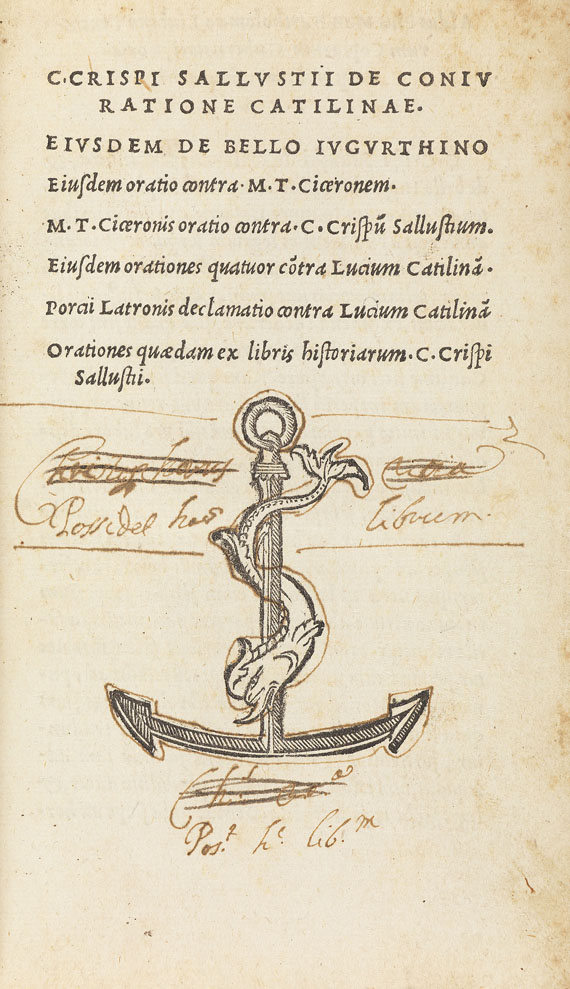  Aldus-Drucke - C. Sallustius Crispus, De coniuratione Catilinae. 1509 - 