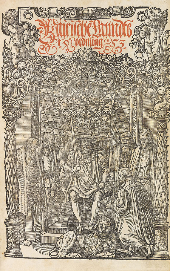   - Bairische Lanndtsordnung. 1553. - Angeb.: Meurer, Jagd- und Forstrecht. 1576. 2 Werke in 1 Bd.