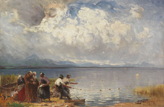 Joseph Wopfner - Fischer und Mönche am Ufer