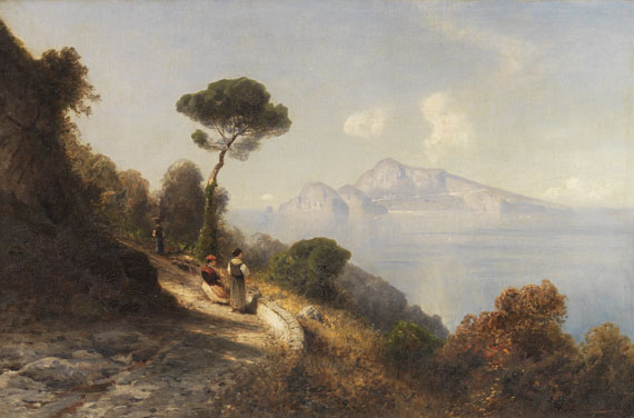 Ascan Lutteroth - Italienische Küstenlandschaft, im Hintergrund die Berge von Capri