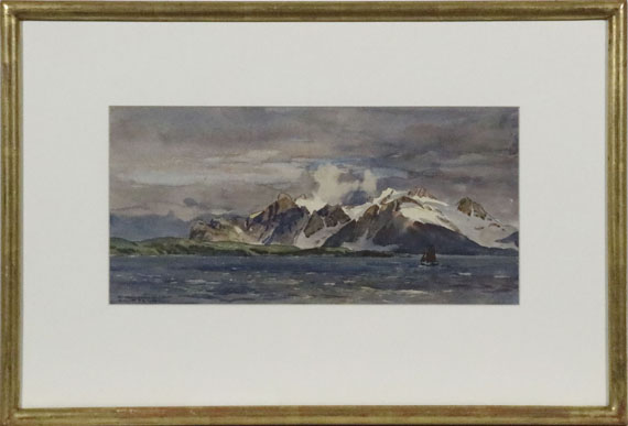 Edward Harrison Compton - 2 Bll.: Nordnorwegische Landschaften: Vogelfelsen auf der Insel Hjelms-Ö, Finnmark. Küste bei Arnøya - Frame image