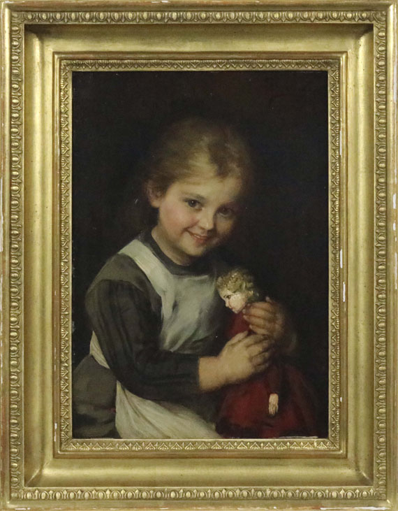 Franz von Defregger - Kind mit Puppe - Frame image