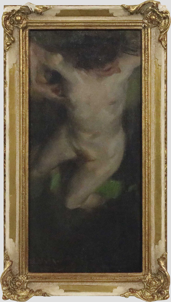 Carl von Marr - Liegender weiblicher Akt mit grünem Tuch - Frame image